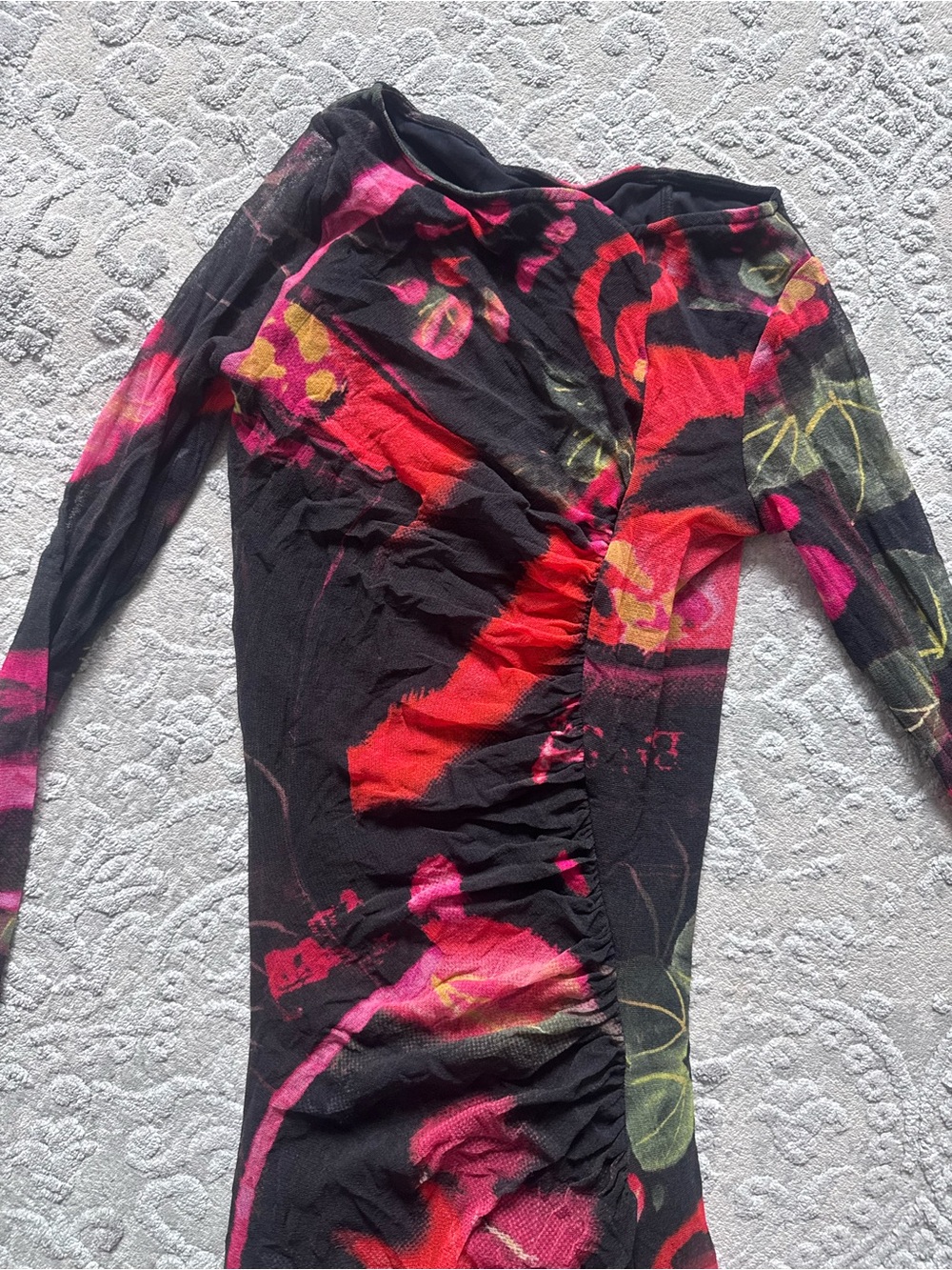 Jean Paul Gaultier Black and Pink Long Sleeve Dress - Picture 2 of 12